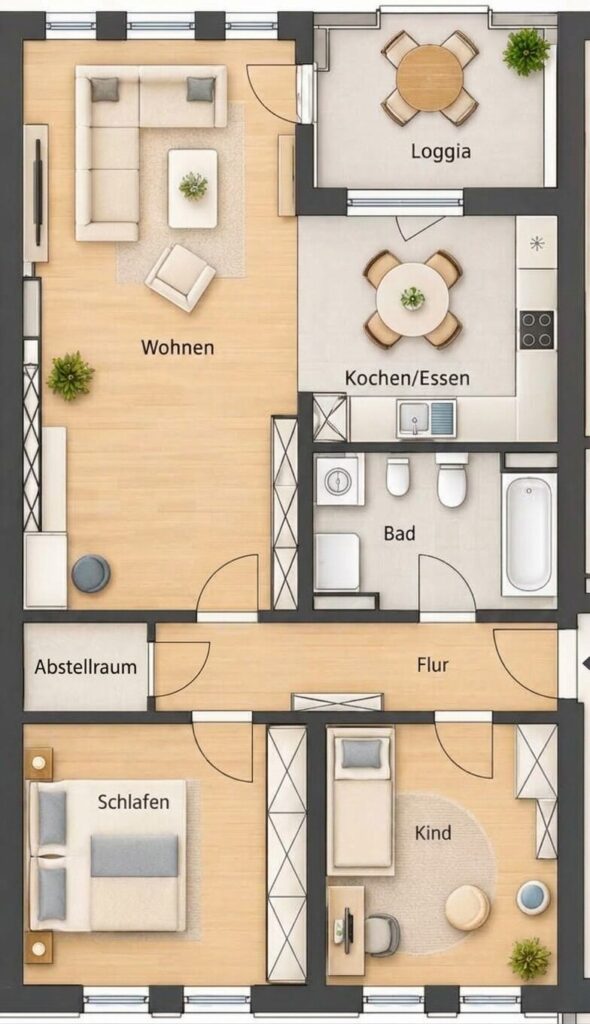 Grundriss WE 14 München Trudering – KI-generiert